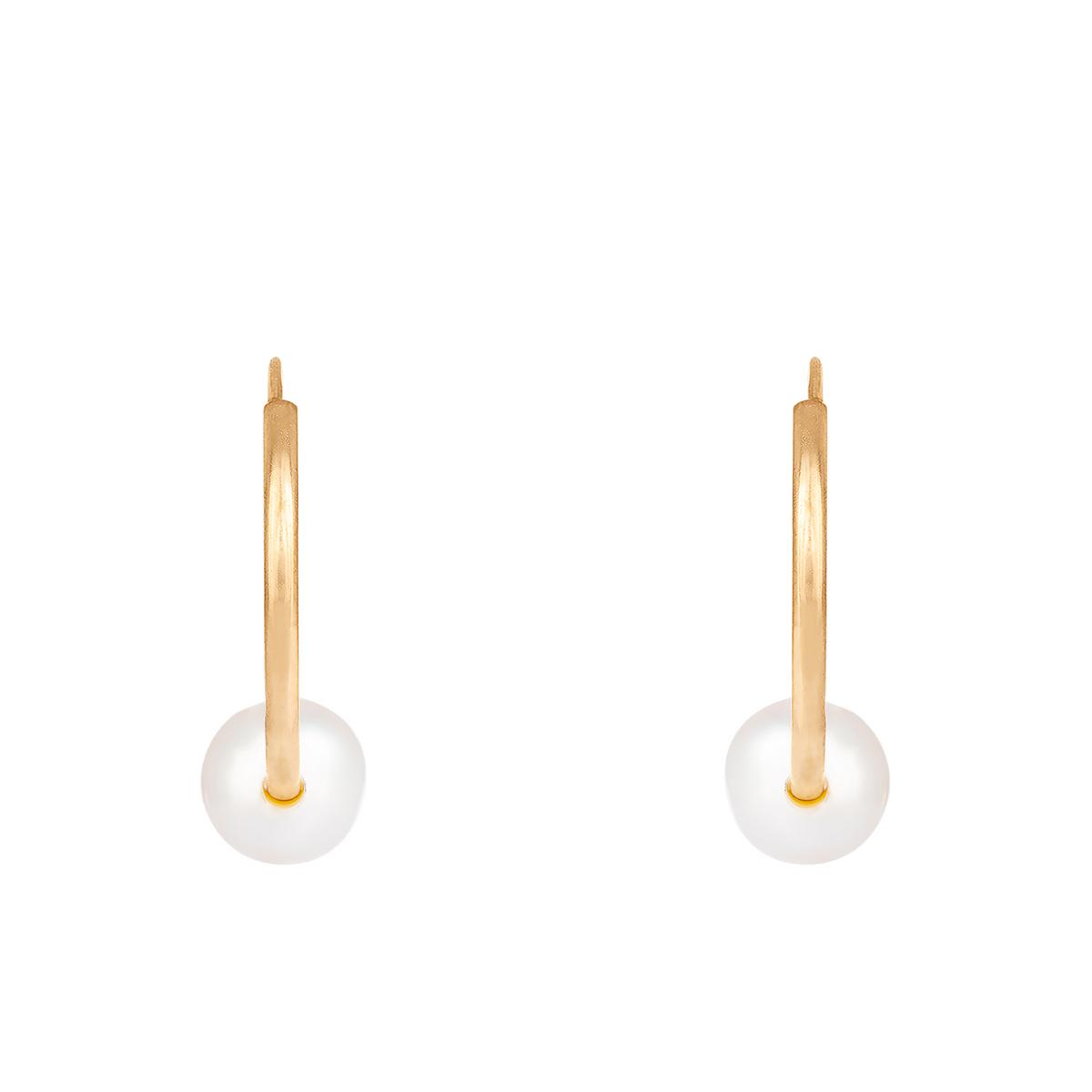 Splendid Pearls 14kt. Gold Freshwater Pearl 14mm Hoop Earrings