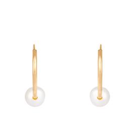 Splendid Pearls 14kt. Gold Freshwater Pearl 14mm Hoop Earrings