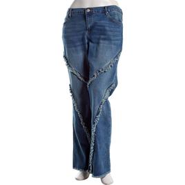 Juniors Plus Madden Girl Mid Rise Bootcut Fray Front Jeans