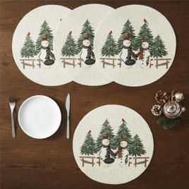 Avanti Linens Country Snowman Round Placemats - Set of 4