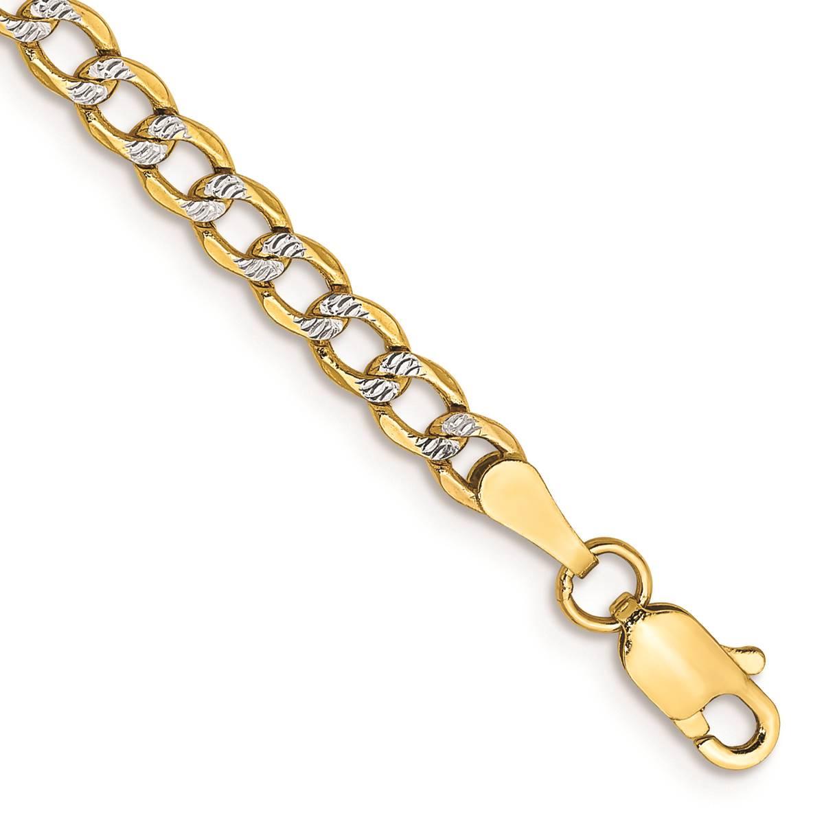 Mens Gold Classics(tm) 3.4mm. 14k Semi Solid Pave Curb Bracelet