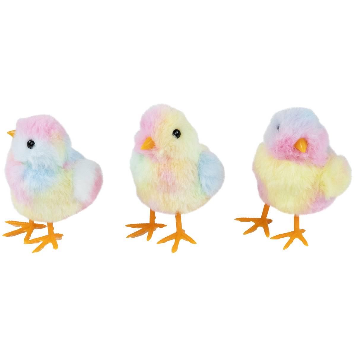 Northlight Seasonal Tie Dye Easter Chick Figurines - Set of 3