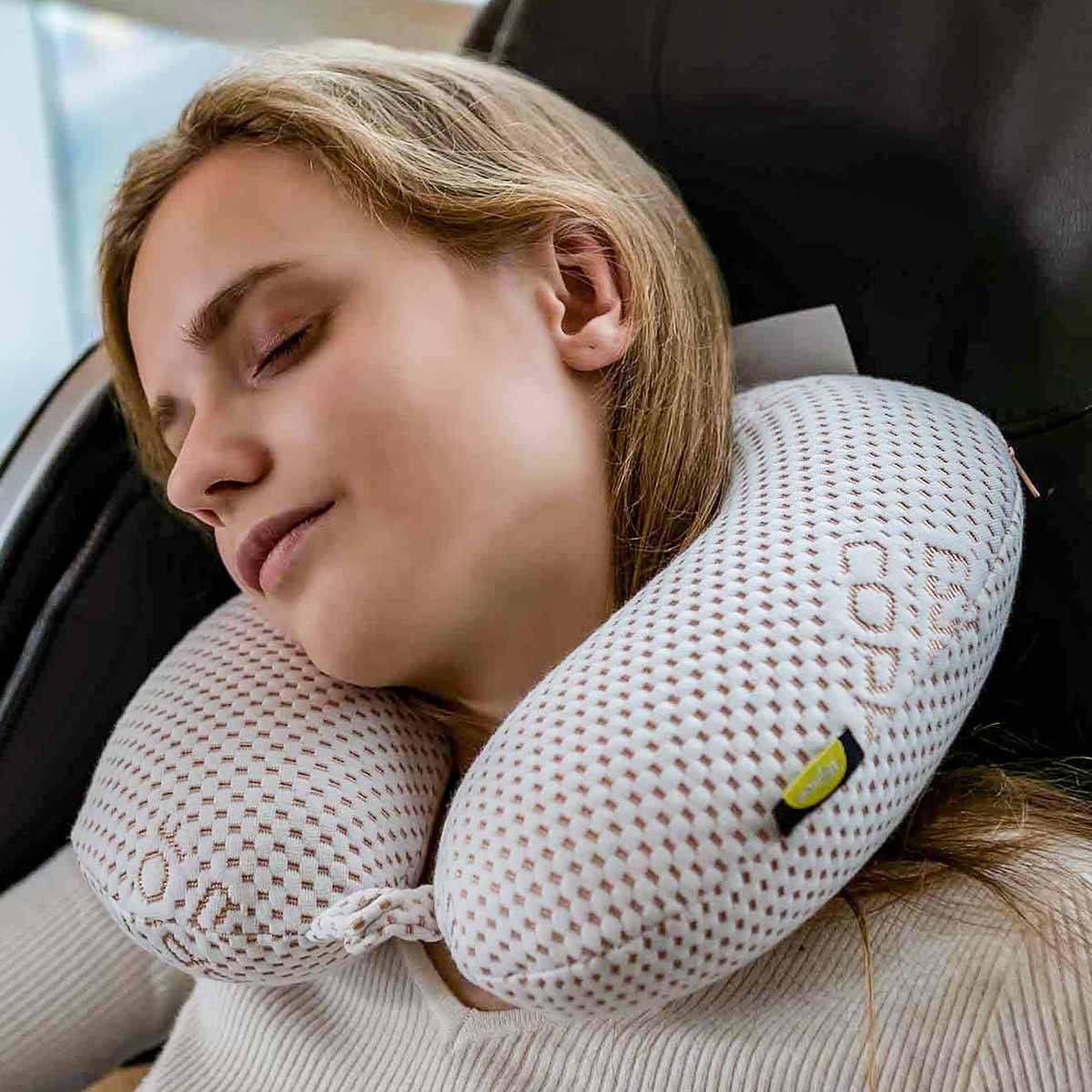 Rejuve Health Wellness Copper Memory Foam Travel Neck Pillow