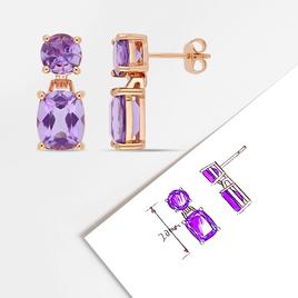 Sophia B 8ctw.  Amethyst 2-Stone Dangle Earrings