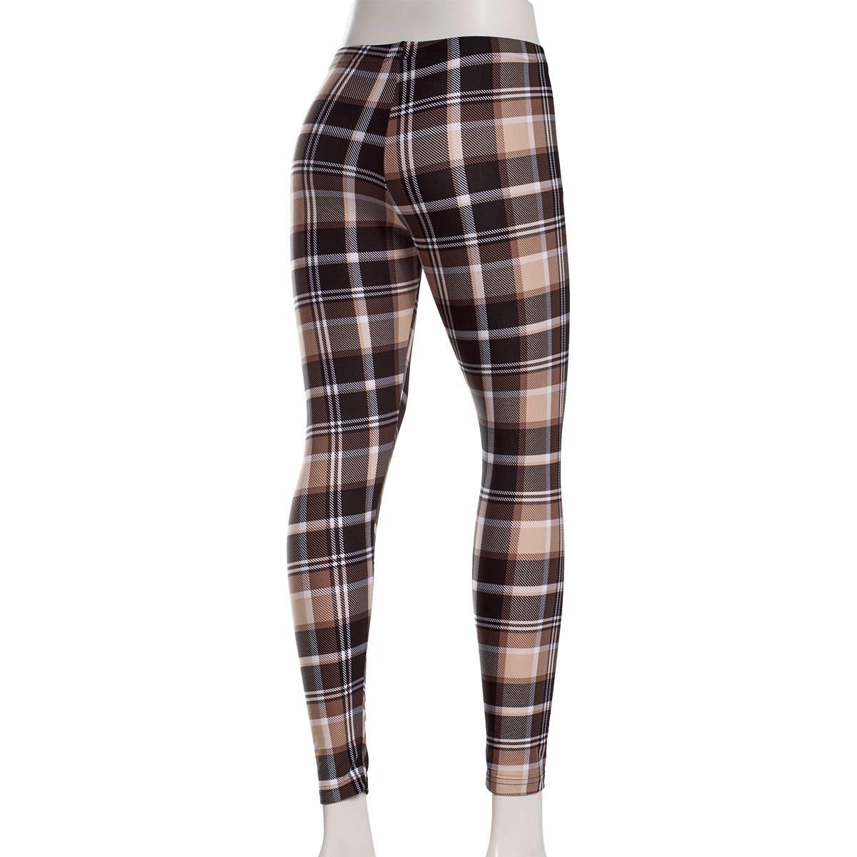 Juniors Jolie & Joy Print Leggings - Brown Plaid