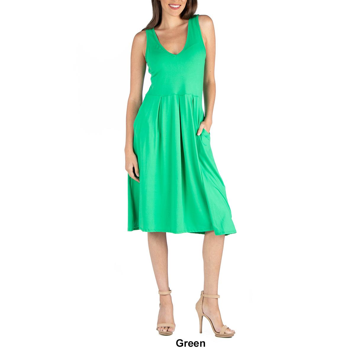 Womens 24/7 Comfort Apparel Fit & Flare Sleeveless Dress