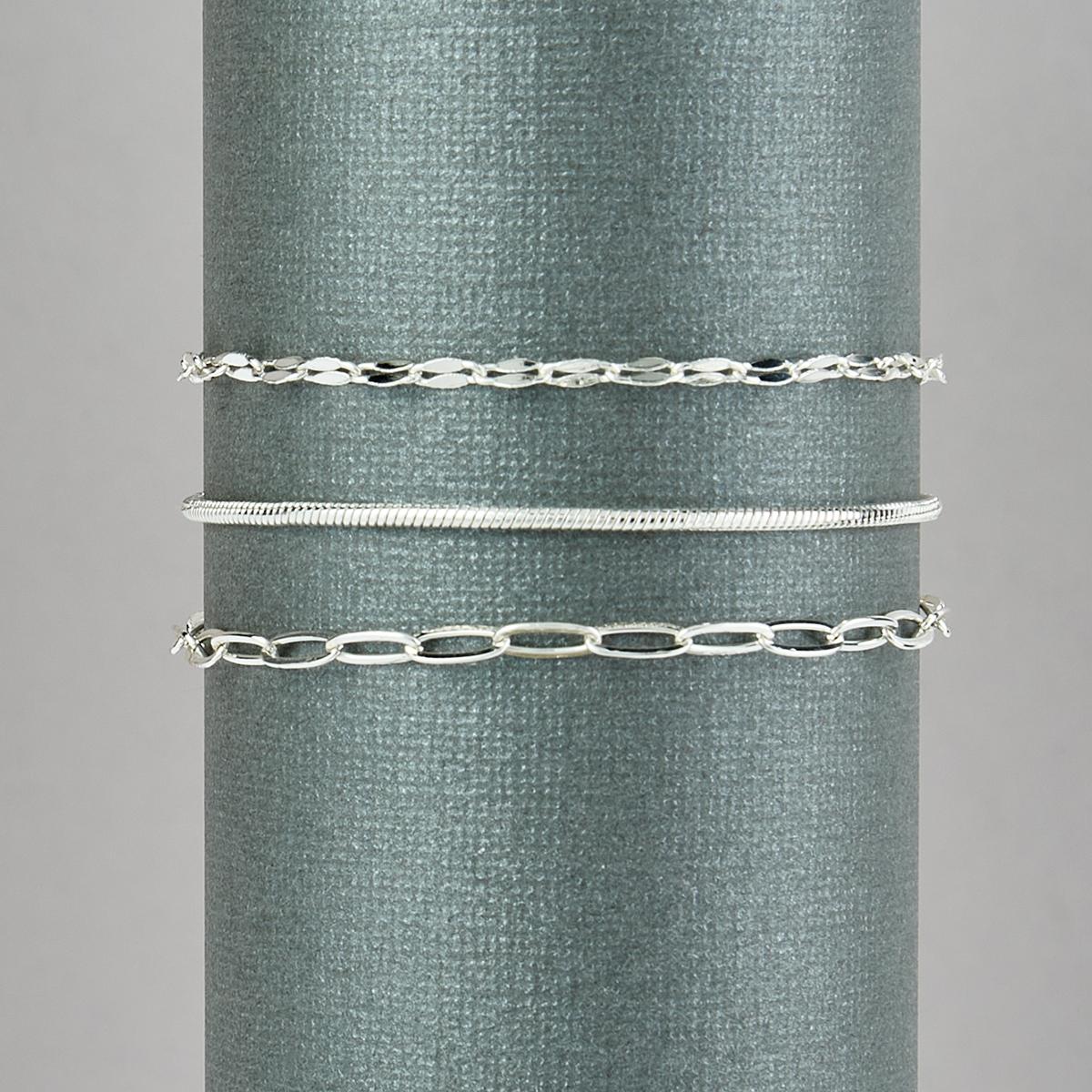 Design Collection Silver Plated Small Paper Clip Bracelet Set