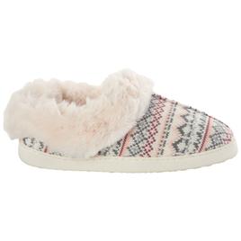 Womens Cuddl Duds® Fair Isle Knit Clog Slipper w/ Faux Fur Collar
