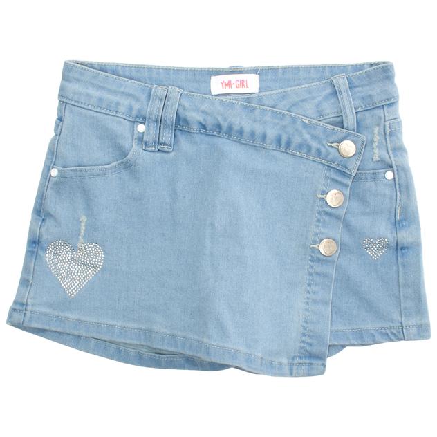 Girls (7-14) YMI® 5 Pocket Heart Rhinestone Crossover Skort