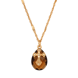 Symbols of Faith 14kt. Gold Dipped Oval Glass Crystal Necklace