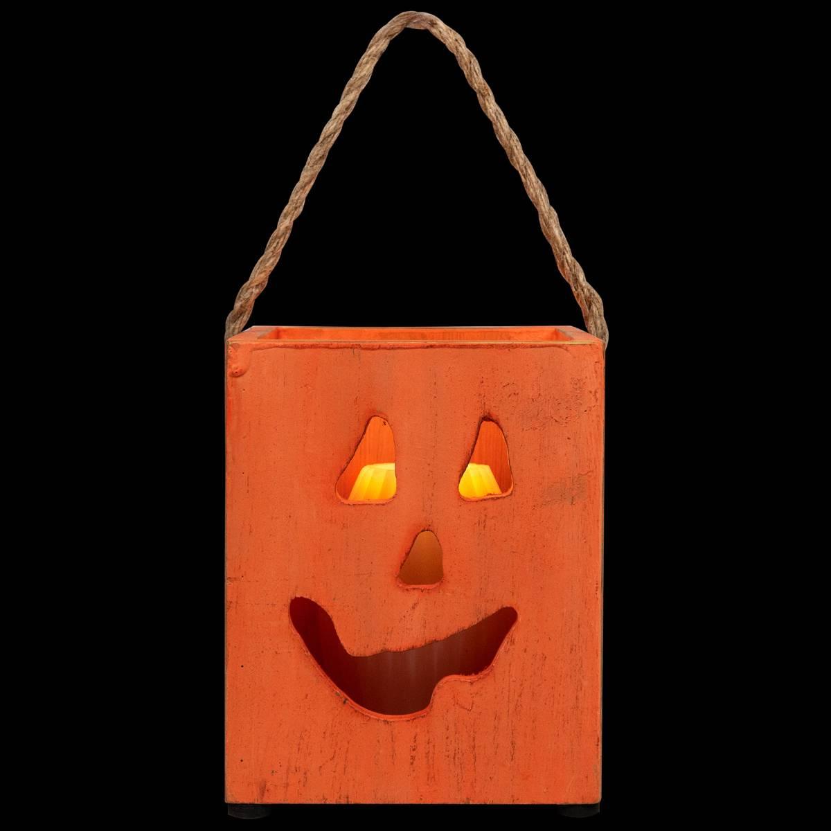 Northlight Seasonal 6.25in. Wood Jack O Lantern Candle Lantern