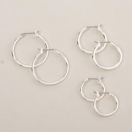 Napier Silver Tone Click-Top Hoop Trio