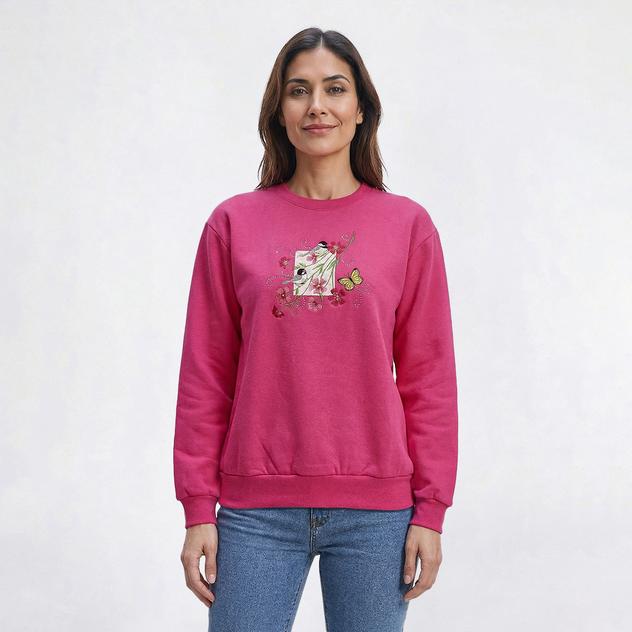 Womens Top Stitch by Morning Sun Chickadee Fleece Sweatshirt