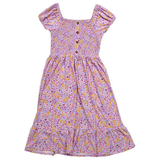 Girls (7-16) Jolie & Joy Short Sleeve Cowboy Ditsy Smocked Dress
