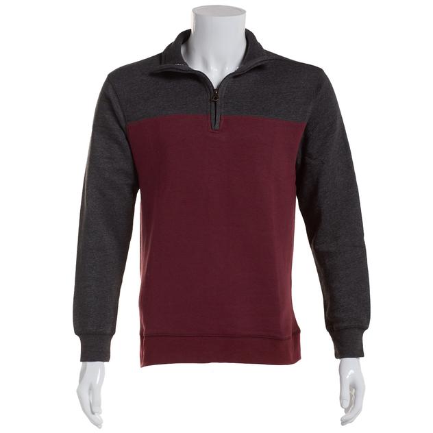 Mens North Hudson 1/4 Zip Color Block Long Sleeve Sweatshirt