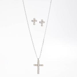 Rosa Rhinestones Cross Pendant and Earring Set