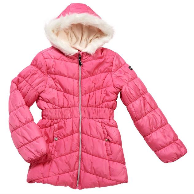 Girls (7-14) Bebe Faux Fur Hooded Cinched Anorak Puffer Coat