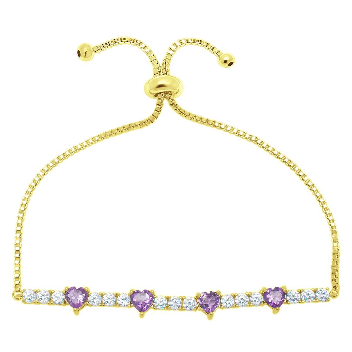 Gemstone by Gianni Argento Amethyst Heart Adjustable Bracelet