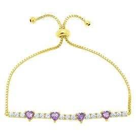 Gemstone by Gianni Argento Amethyst Heart Adjustable Bracelet