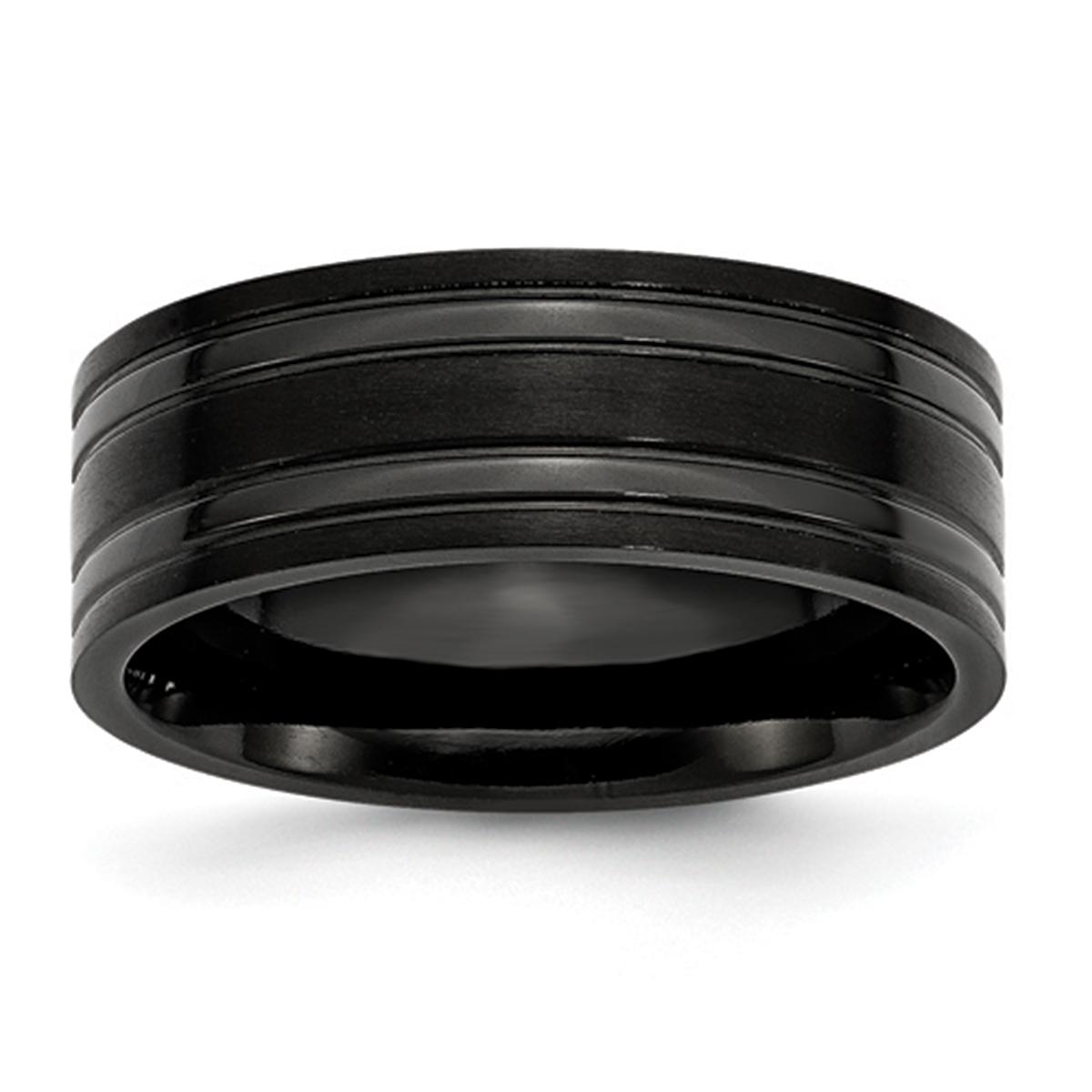 Mens Endless Affection(tm) 8mm Black IP-Plated Wedding Band