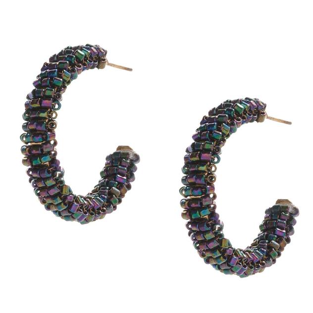 Ashley Cooper™ Iridescent Seed Bead Hoop Earrings