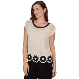 Womens Skye’s the Limit Terra Tropic Cap Sleeve Floral Sweater
