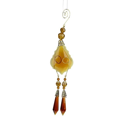 Allstate 9in. Amber Faceted Beads Christmas Pendant Ornament