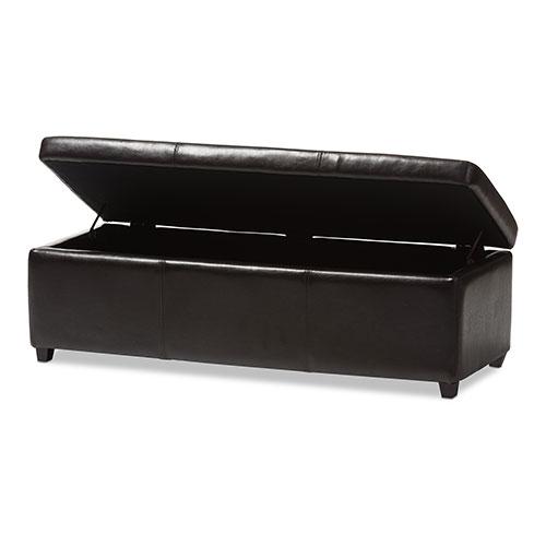 Baxton Studio Full Leather Storage Bench Ottoman