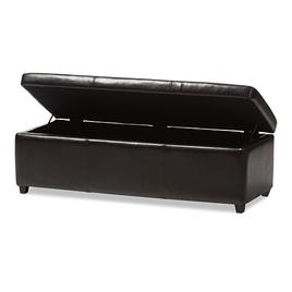 Baxton Studio Full Leather Storage Bench Ottoman