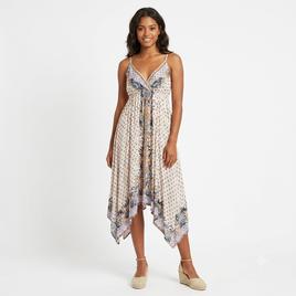 Juniors Angie Floral Scarf Hanky Hem Midi Slip Dress
