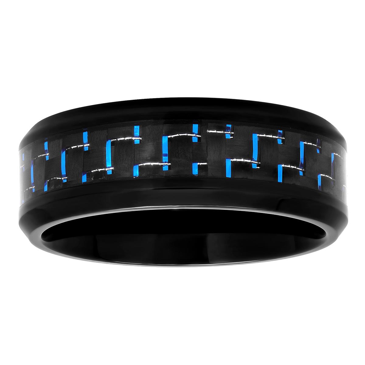 Mens Endless Affection(tm) Black & Blue Stainless Steel Wedding Band