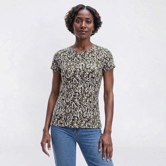 Petite Preswick & Moore® Short Sleeve Abstract Camo Tee