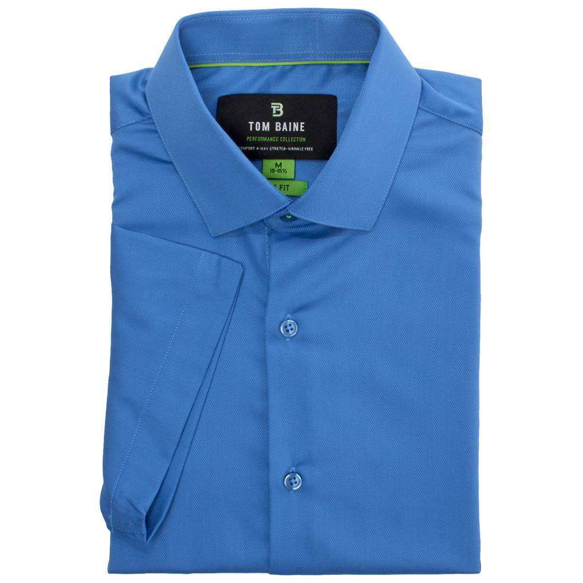Mens Tom Baine Short Sleeve Bamboo Dress Shirt - Blue