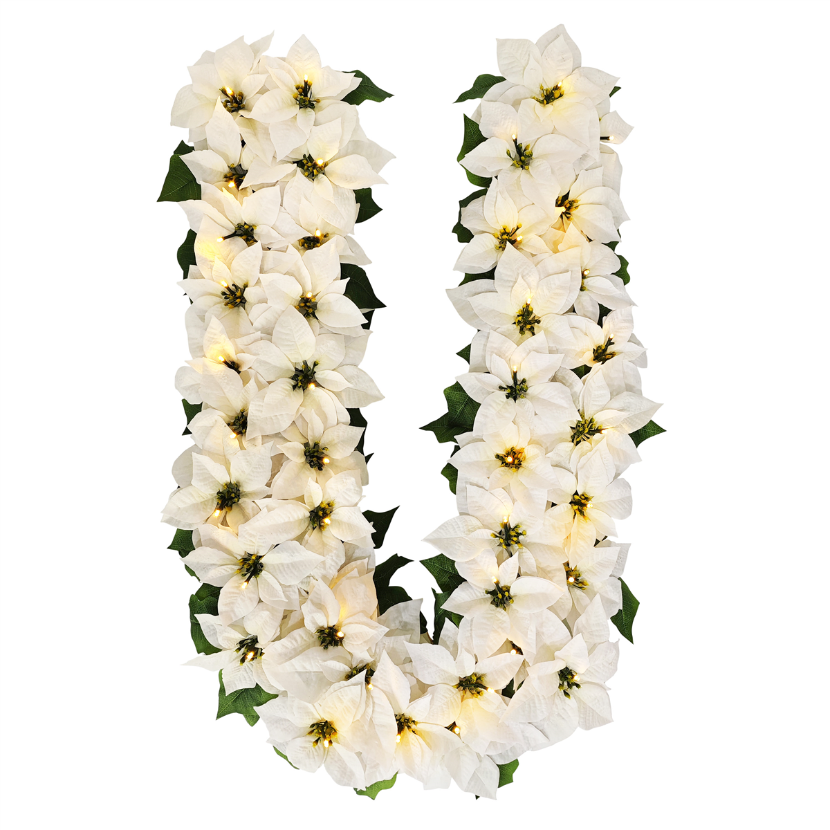 Puleo International 6ft. Pre-Lit White Poinsettia Garland
