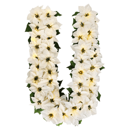 Puleo International 6ft. Pre-Lit White Poinsettia Garland
