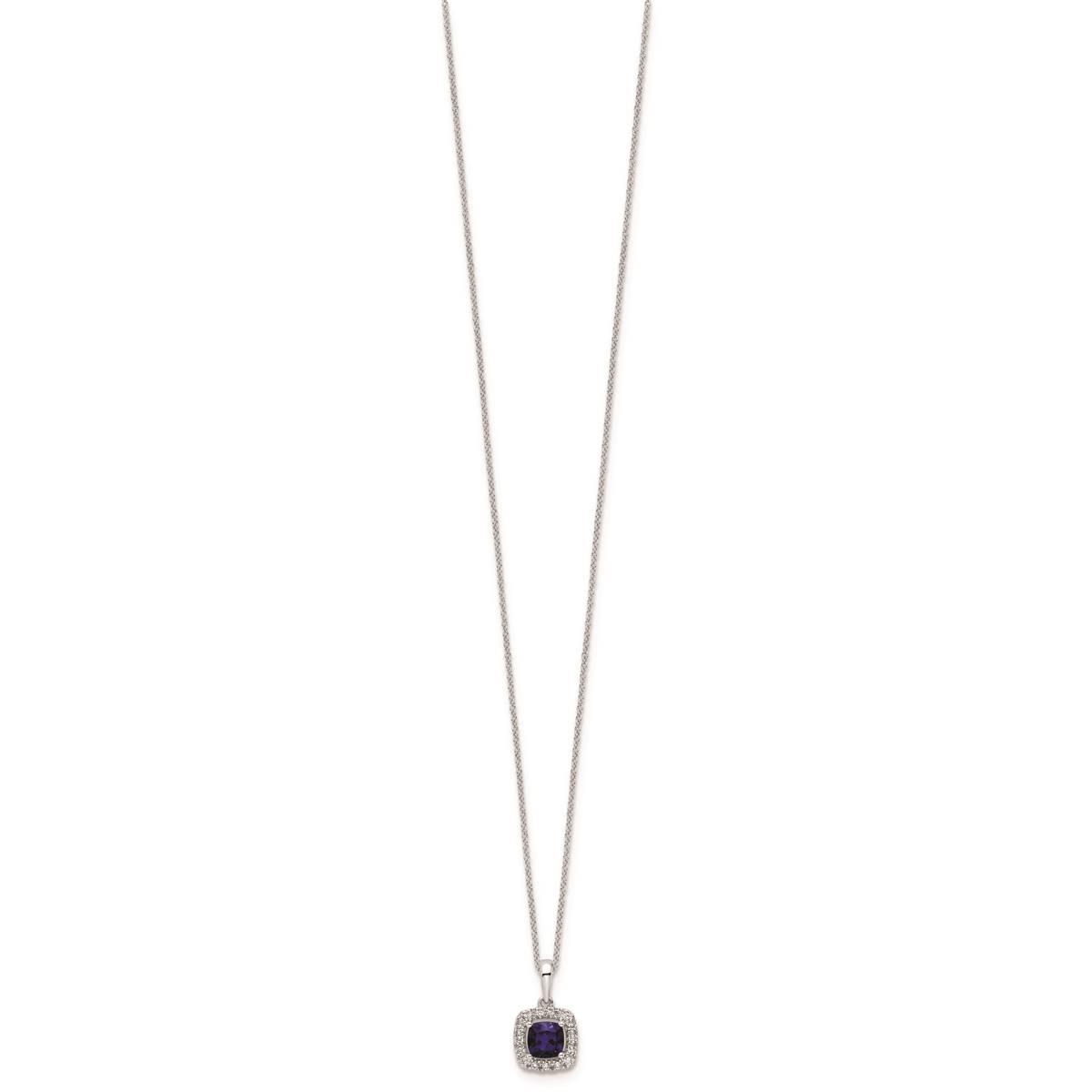 Pure Fire 14kt. White Gold Lab Created Blue Sapphire Halo Pendant