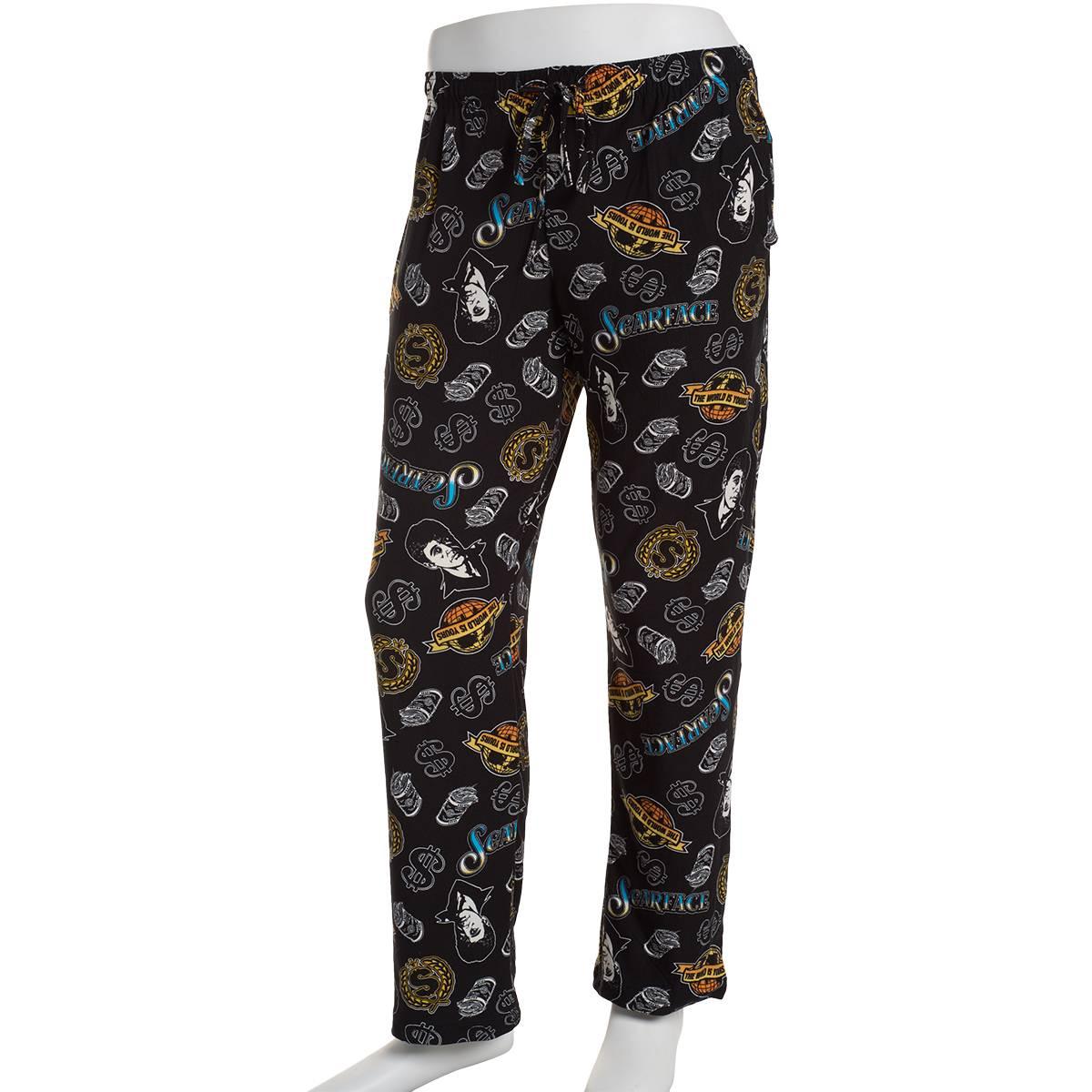 Mens Scarface Icons Silky Fleece Lounge Pajama Pants