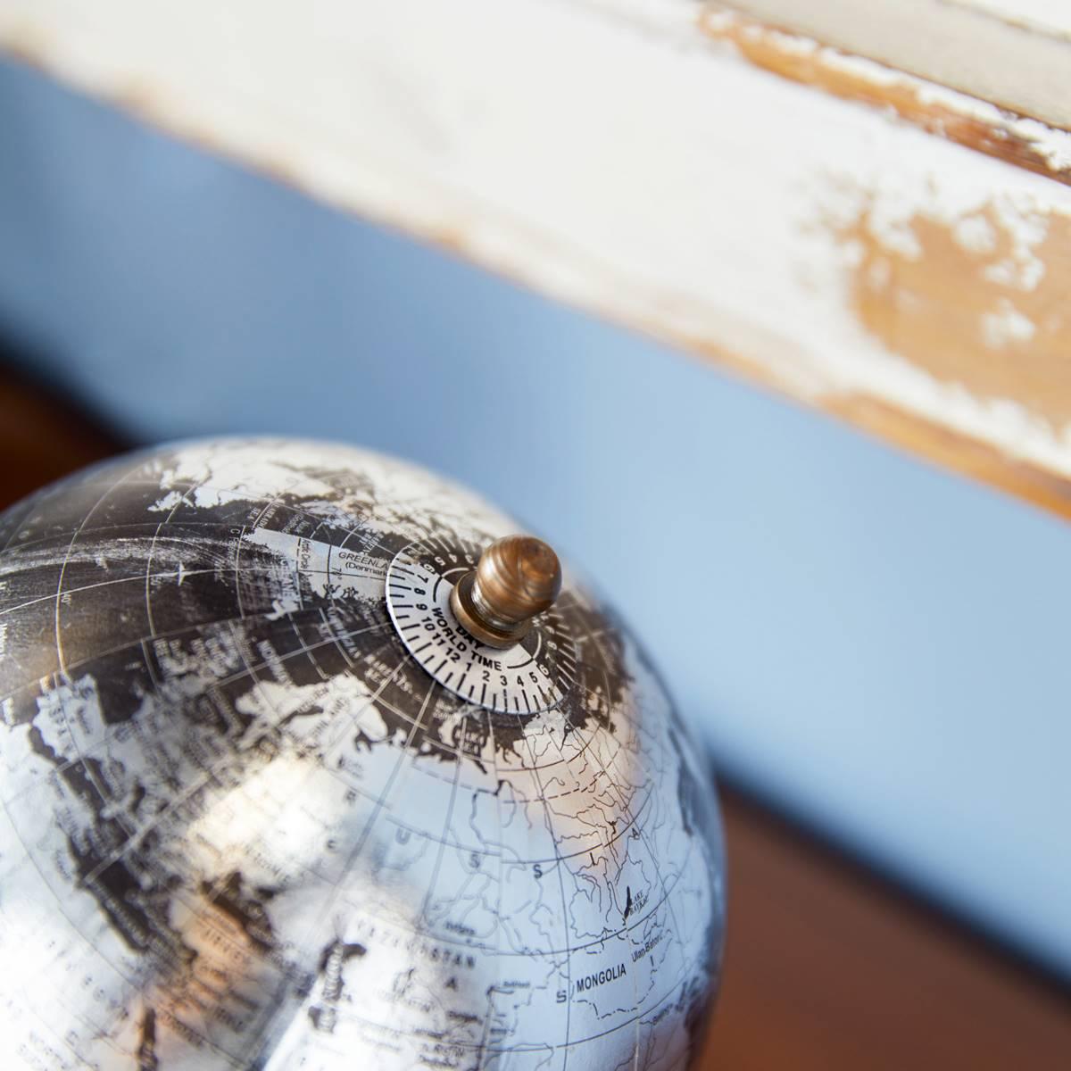 9th & Pike® Black Marble And Metal Modern World Globe