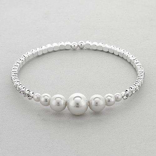 Rosa Rhinestones Pearl Center Cuff Bracelet