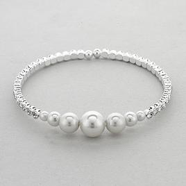 Rosa Rhinestones Pearl Center Cuff Bracelet