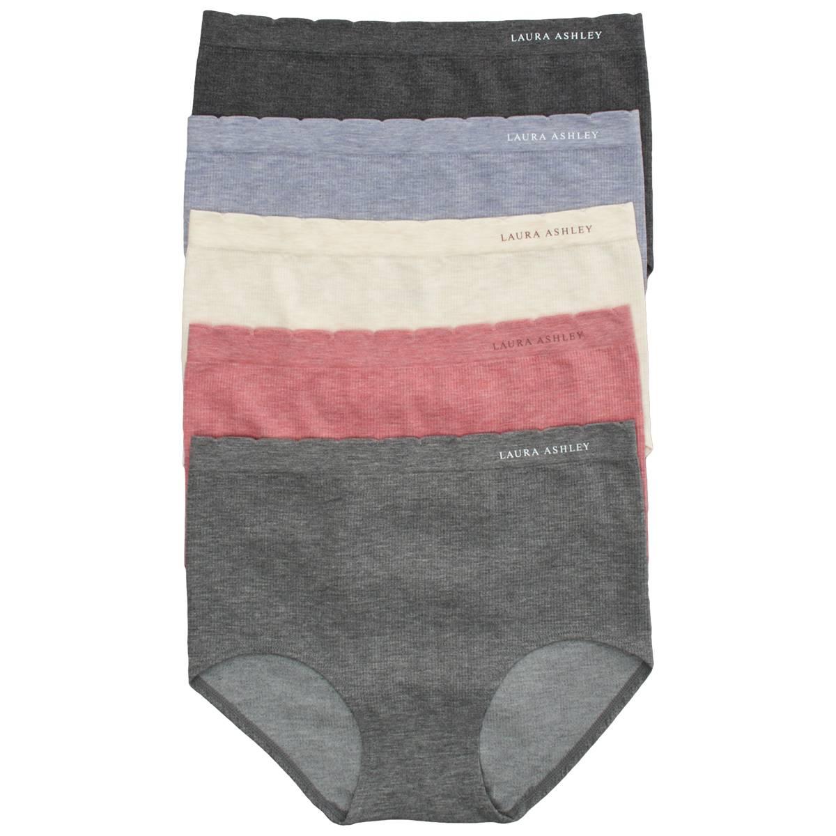 Womens Laura Ashley(R) 5pk. Seamless Rib Brief Panties - LS5133-5PK