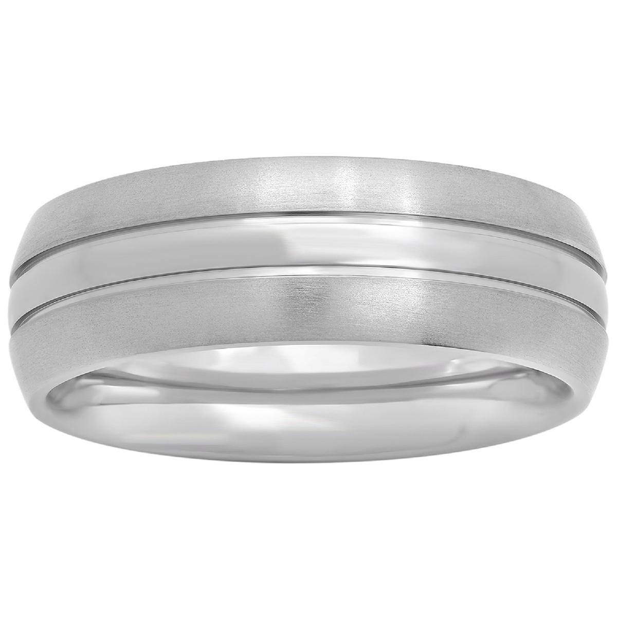 Mens Endless Affection(tm) Titanium Polished Striped Wedding Band