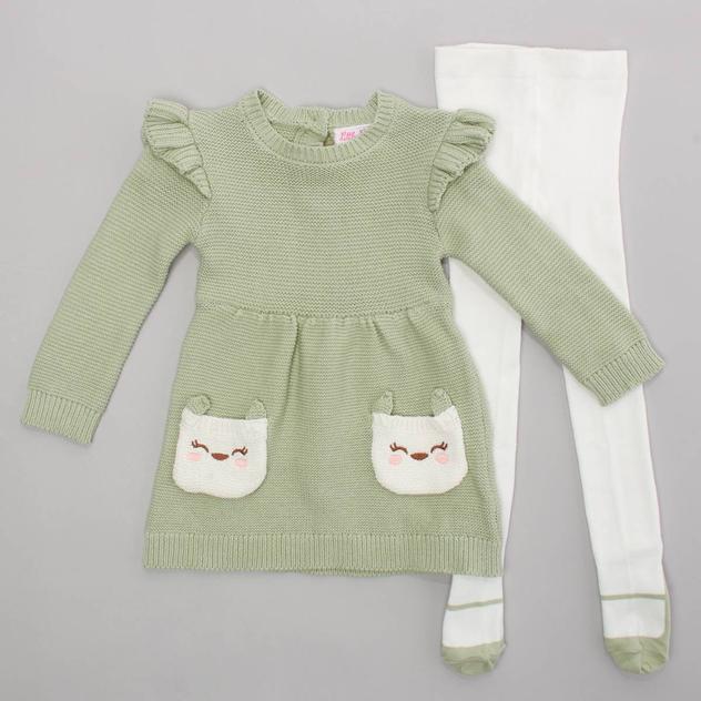Baby Girl (12-24M) Little Lass® Kitty Sweater Dress & Tights