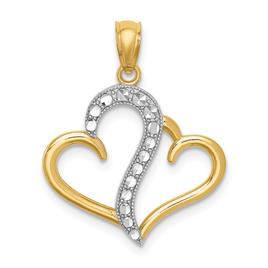 Gold Classics(tm) 14kt. with Rhodium Double Heart Pendant