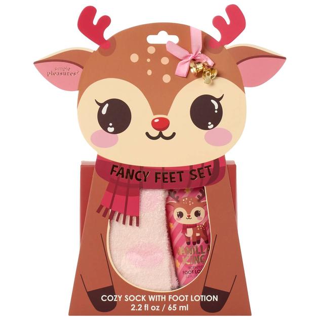 Simple Pleasures® Reindeer Ultra Plush Socks and Foot Lotion Set