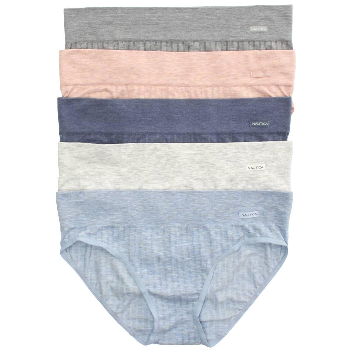 Womens Nautica 5pk Ribbed Seamless Hipster Panties - NT7405-5PKAL