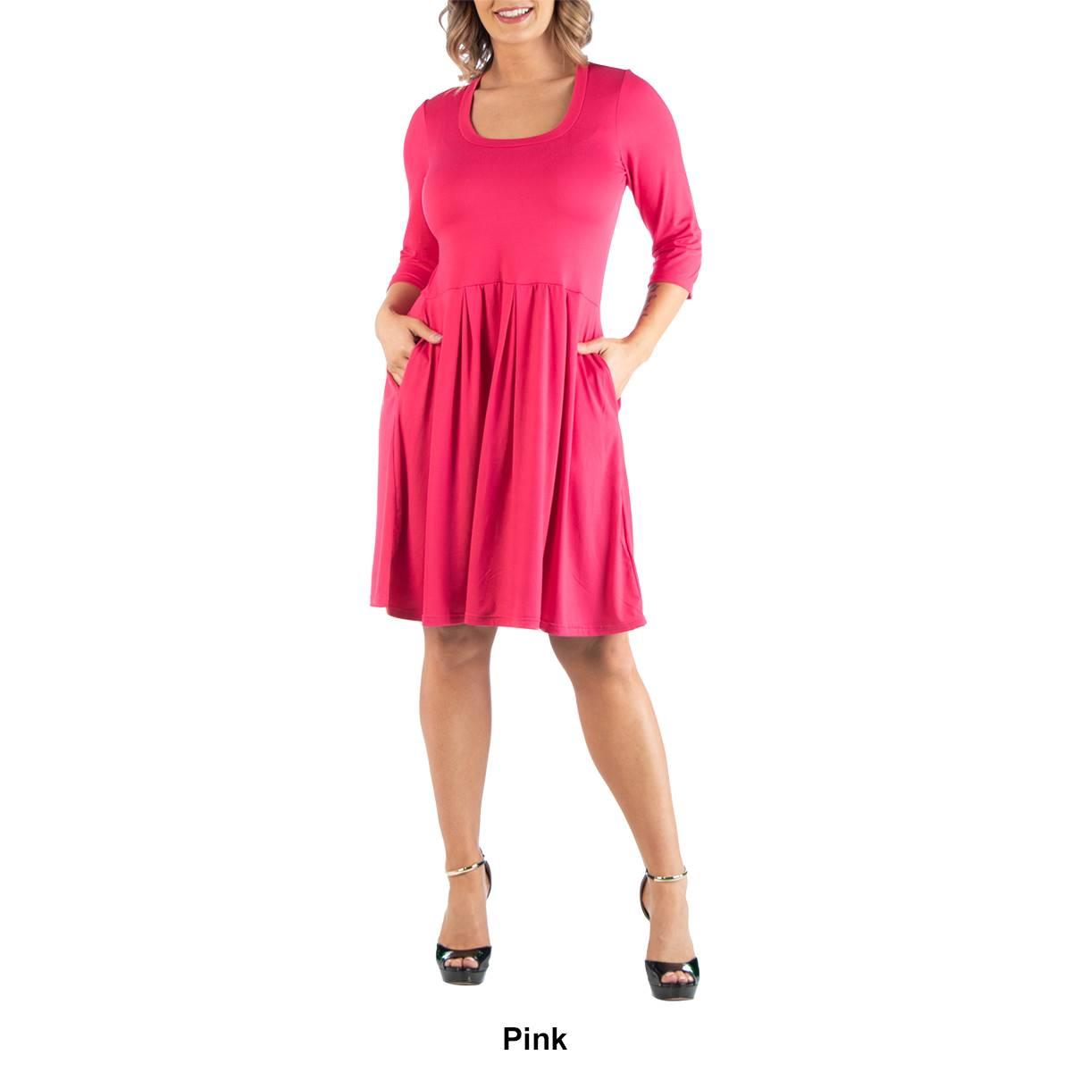 Plus Size 24/7 Comfort Apparel Elbow Sleeve Pocket Shift Dress