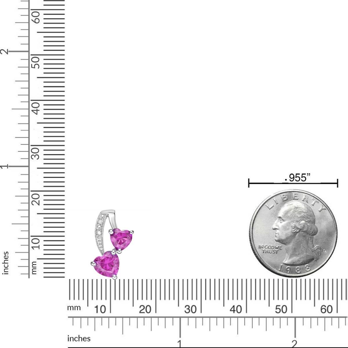 Gemminded Sterling Silver 5mm Heart Created Pink Sapphire Pendant