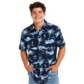 Young Mens VSTR Palm Flamingo Short Sleeve Button Down Shirt