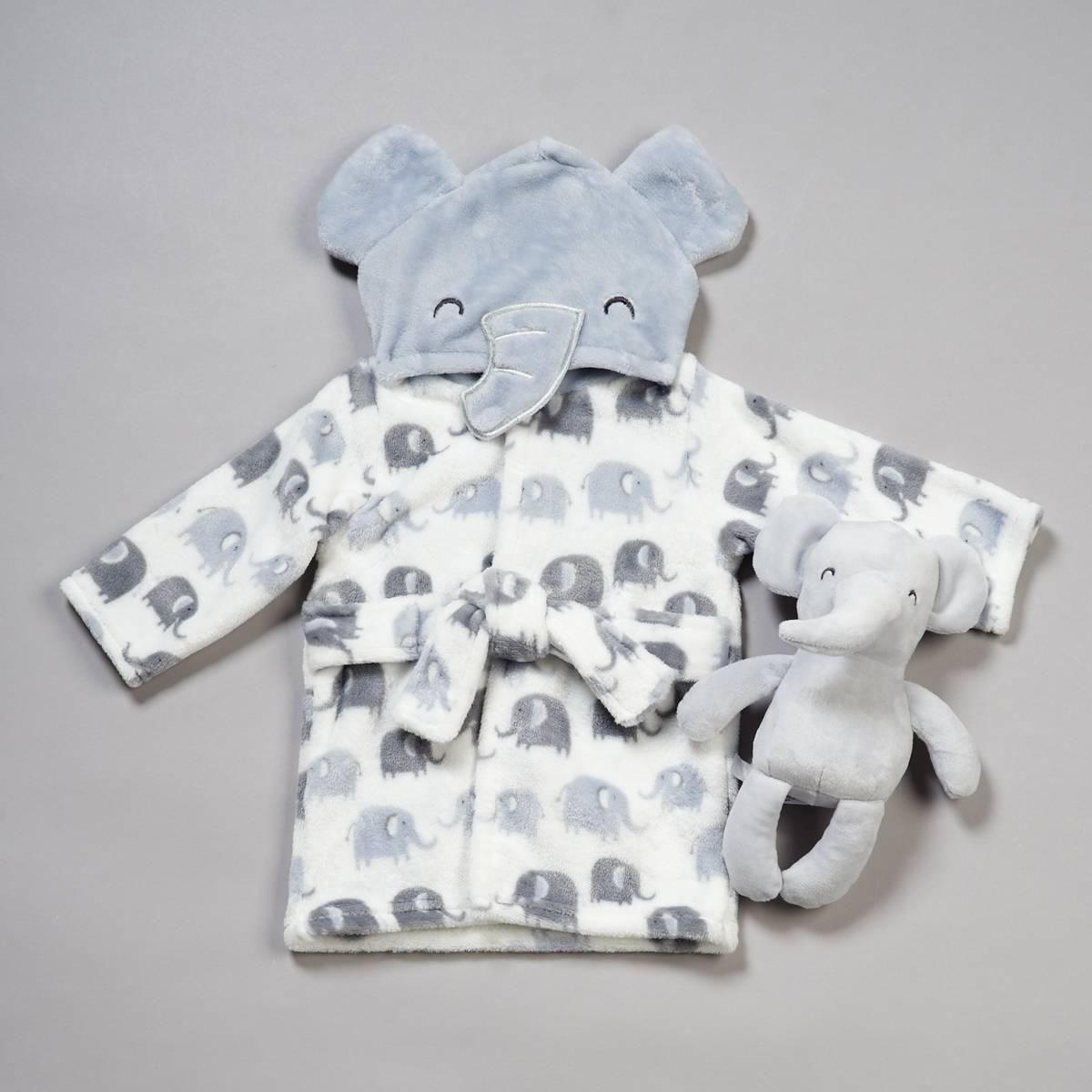 Baby Boy Celebrity Baby(tm) Elephant 3D Hooded Robe w/ Plush Toy